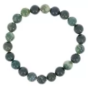 Bracelet élastique 18 cm en perles rondes 8 mm Green Agate