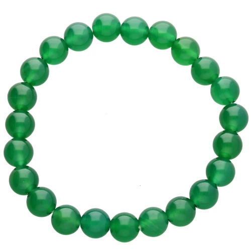 Bracelet élastique 18 cm en perles rondes 8 mm - Green Agate