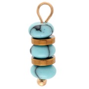 Breloque rondelles 4 mm et imitation Turquoise - Acier inoxydable 304 Doré x1|raw }}