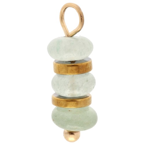 Breloque rondelles 4 mm et Aventurine verte - Acier inoxydable 304 Doré x1