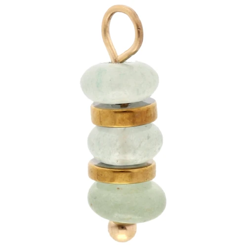 Breloque rondelles 4 mm gemme teintée Aventurine - Acier inoxydable 304 Doré x1