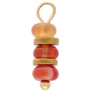 Breloque rondelles 4 mm et pierre gemme Cornaline - Acier inoxydable 304 Doré x1