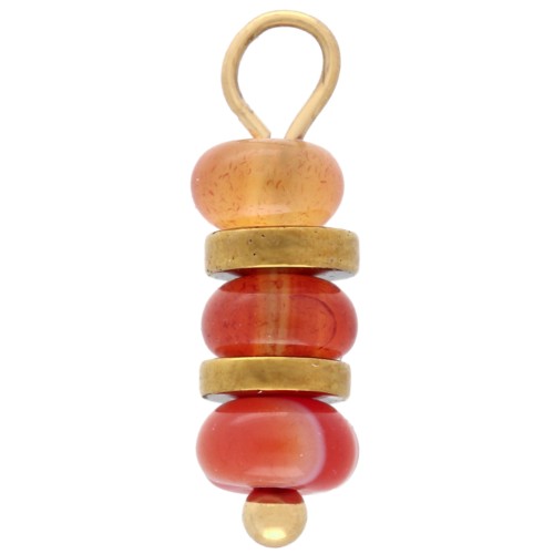 Breloque rondelles 4 mm et pierre gemme Cornaline - Acier inoxydable 304 Doré x1