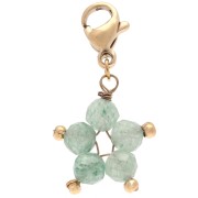 Breloque charms étoile avec fermoir - Acier inox 304 Doré - Aventurine teintée x1