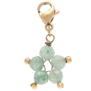 Breloque charms étoile avec fermoir - Acier inox 304 Doré - Aventurine teintée x1