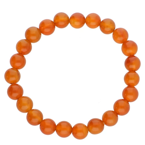 Bracelet élastique 18 cm en perles rondes 8 mm - Imitation Cornaline teintée