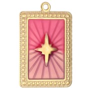 Pendentif rectangle motif étoile résine époxy 28x18 mm Acier inox 304 Doré Rougex1|raw }}