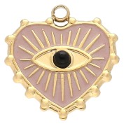 Breloque coeur 16x15 mm avec résine époxy - Acier inoxydable 304 Doré - Rose x1|raw }}