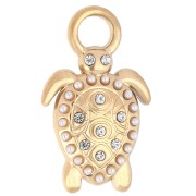 Pendentif tortue 23x14mm cabochons imitation nacre - Acier inoxydable 304 Doré x1|raw }}