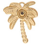 Breloque palmier 17x13 mm avec strass - Acier inoxydable 304 Doré - Cristal x1