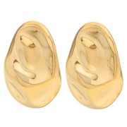 Boucles d'oreilles ovales 47x35 mm effet plissé - Acier inoxydable 304 doré x2|raw }}