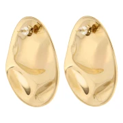 Boucles d'oreilles ovales 47x35 mm effet plissé - Acier inoxydable 304 doré x2