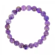 Bracelet élastique 18 cm en perles rondes 8 mm Amethyste