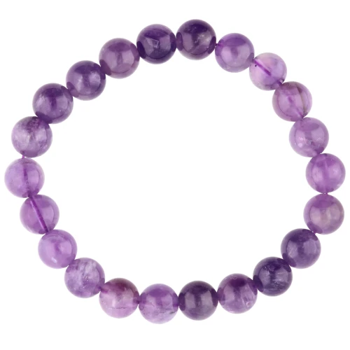 Bracelet élastique 18 cm en perles rondes 8 mm - Amethyste