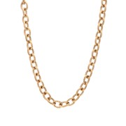 Collier maille forçat striée 6 mm - Acier inoxydable 304 doré x45cm