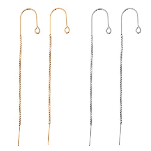 Cadeau - Chaines d'oreilles maille Vénitienne Acier inox - Finition aléatoire x2