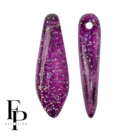 Perles Daggers en verre 5x16 mm - Transparent Constellation Amethyst x25