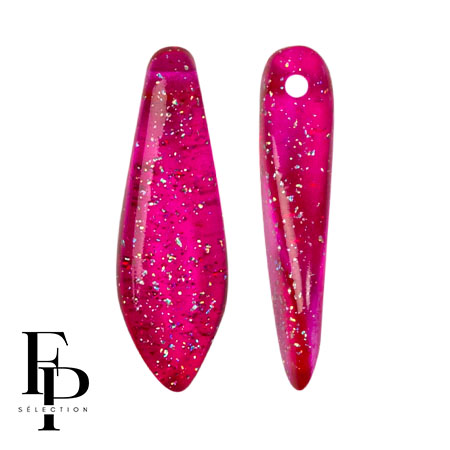 Perles Daggers en verre 5x16 mm - Transparent Constellation Rose Fuchsia x25