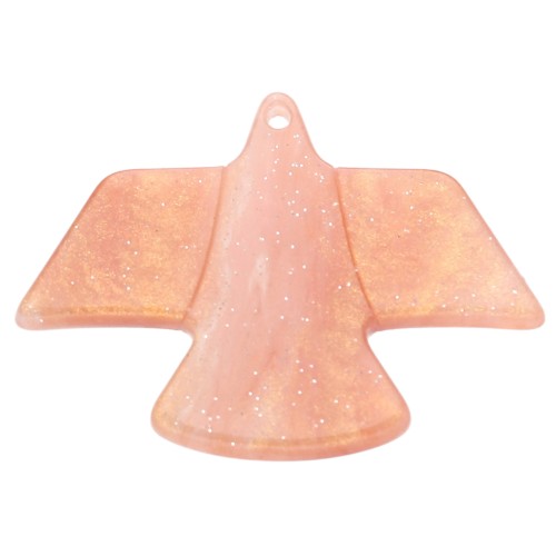 Pendentif aigle 25x35.5 mm en acétate - Marbré Pêche doré pailleté x1