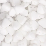 Perles en verre tchèque deux trous Nib-Bit 6x5 mm - Opaque White x10g
