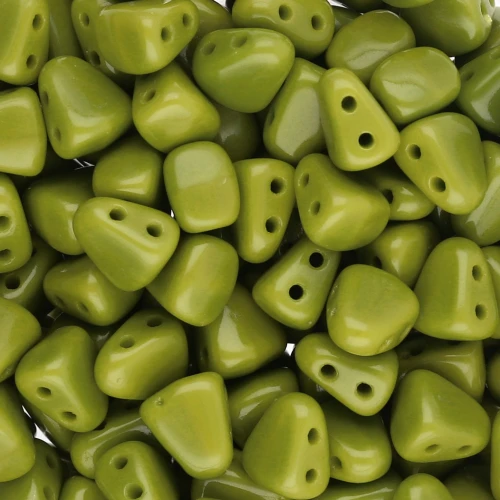 Perles en verre tchèque deux trous Nib-Bit 6x5 mm - Opaque Olivine x10g