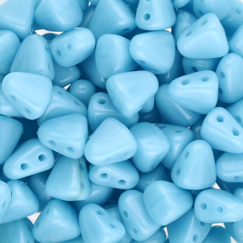 Perles en verre tchèque deux trous Nib-Bit 6x5 mm - Opaque Blue Turquoise x10g