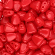 Perles en verre tchèque deux trous Nib-Bit 6x5 mm - Opaque Red Corail x10g