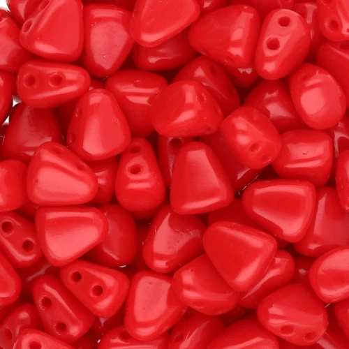 Perles en verre tchèque deux trous Nib-Bit 6x5 mm - Opaque Red Corail x10g