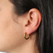 Créoles rondes martelées 18 mm - Fil 3 mm - Acier Inoxydable 304L Doré x20