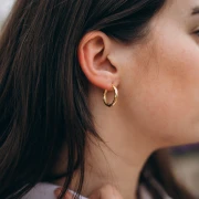 Créoles rondes martelées 21 mm - Fil 3 mm - Argent 925 Doré à l'or fin x2