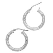 Créoles rondes martelées 21 mm - Fil 3 mm - Argent 925 x2