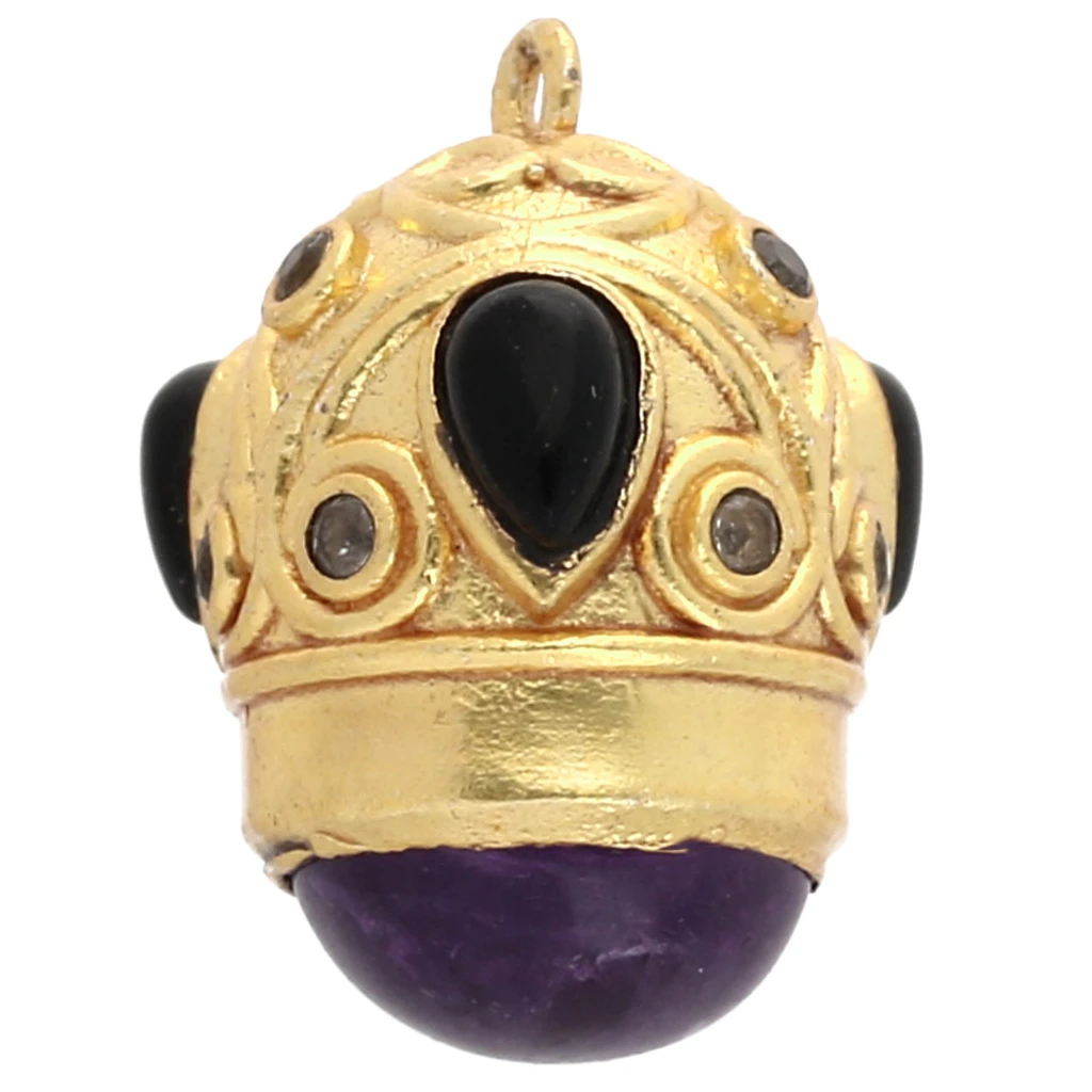 Broche-Pendentif Charles X En Or 18K Avec Améthyste Et Pierres De Couleur - Vintage 1819-1838