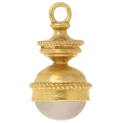 Pendentif lanterne 27x14 mm pierre gemme - Quartz rose - Doré à l'or fin x1