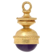 Pendentif lanterne 27x14 mm pierre gemme - Amethyste - Doré à l'or fin x1
