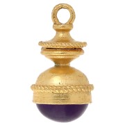 Pendentif lanterne 28x15 mm pierre gemme - Amethyste - Doré à l'or fin x1