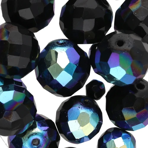 Assortiment de perles de bohème - Mix perles facettées - Black Metallic n°2 x50g