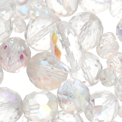 Assortiment de perles de bohème - Mix perles facettées - Crystal Metallic x50g