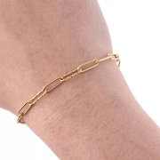 Chaine maille rectangle alternée texturée 4 mm Acier inoxydable 304 Doré x50cm