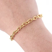 Chaine maille Forçat texturé 6 mm - Acier inoxydable 304 Doré x50cm