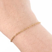 Chaîne maille Forçat limée 2 mm - Acier inoxydable 316L Doré x50cm