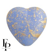 Perle coeur en verre 16x15 mm - Opaque Sky Blue Gold Splash Mat x1