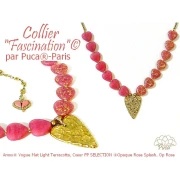 Perle coeur en verre 16x15 mm - Opaque Rose Gold Splash x1