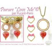 Perle coeur en verre 16x15 mm - Opaque Rose Gold Splash Mat x1