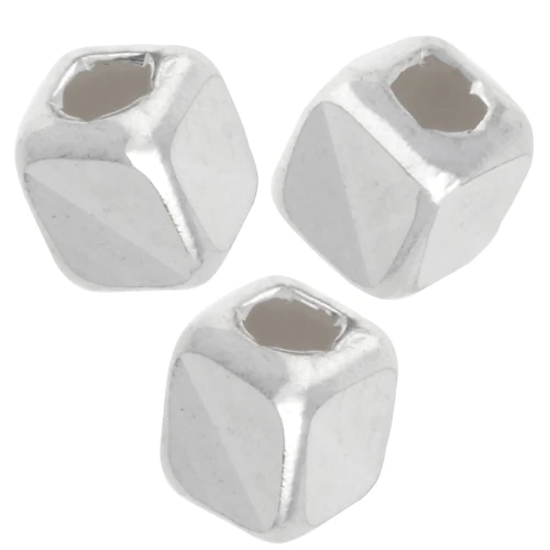 Perles cubes mirroir 3 mm - Argent 925 x10