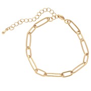 Bracelet maille rectangle alternée maille ovale (1x1) - Doré à l'or fin x16.5cm|raw }}