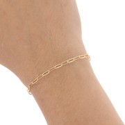 Chaîne maille rectangle Fantaisie striée 2.5 mm - Doré à l'or fin x50 cm