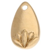 Breloque goutte 13x8 mm - motif fleur de lotus - Doré à l'or fin x1|raw }}