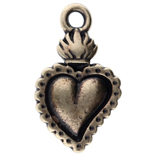 Pendentif coeur ex-voto 22x13 mm - Bronze x1