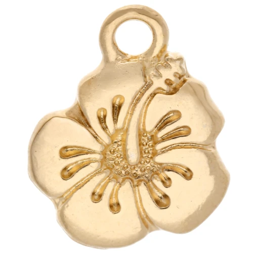 Breloque fleur hibiscus 17x14 mm - Doré à l'or fin x1