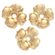 Doré Or Fin - Or 24K - 999/1000 - Perles rondelles fleurs 6 mm - Doré à l'or fin x5 Perles rondelles fleurs 6 mm - Doré à l'or fin x5